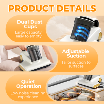 Synapik Powerful Mattress Vacuum Cleaner for Deep Cleaning and Allergen Removal