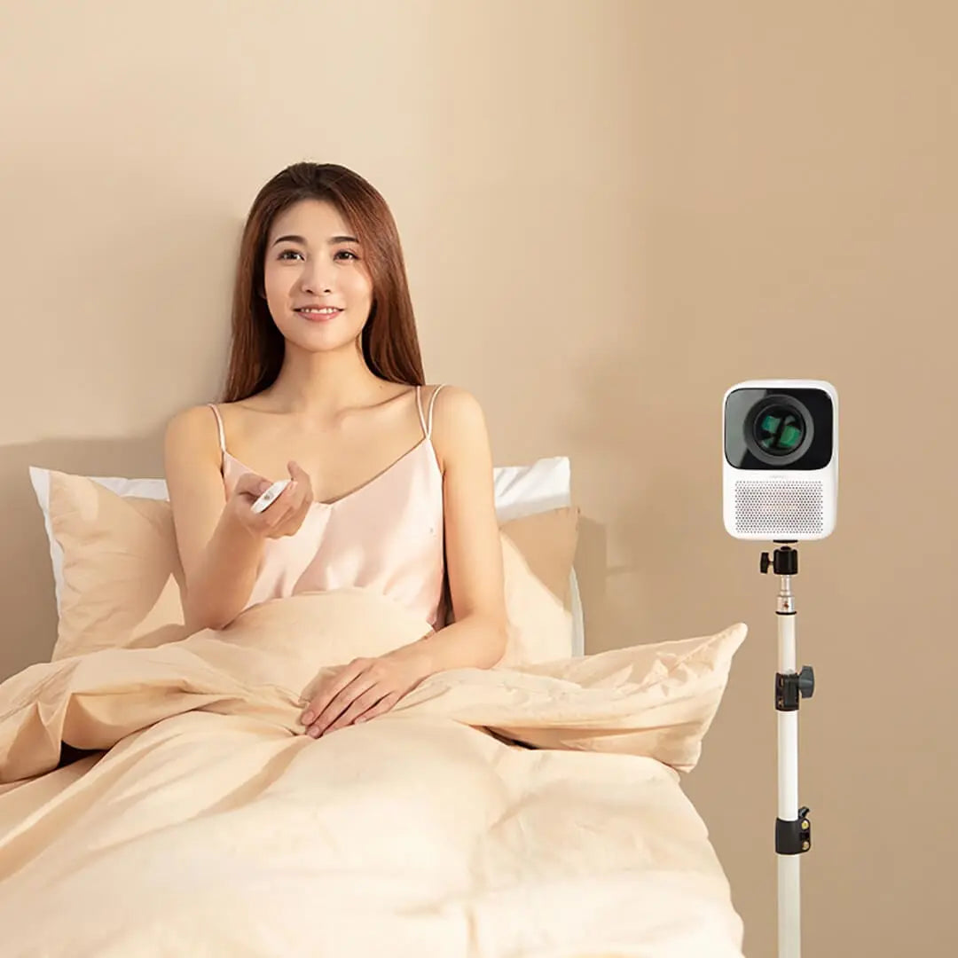 Synapik Foldable Projector Stand - White Floor Stand for Stability and Portability