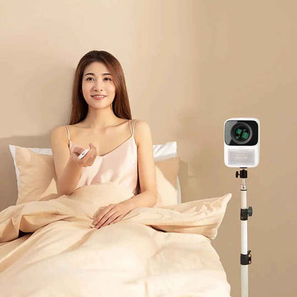 Synapik Foldable Projector Stand - White Floor Stand for Stability and Portability